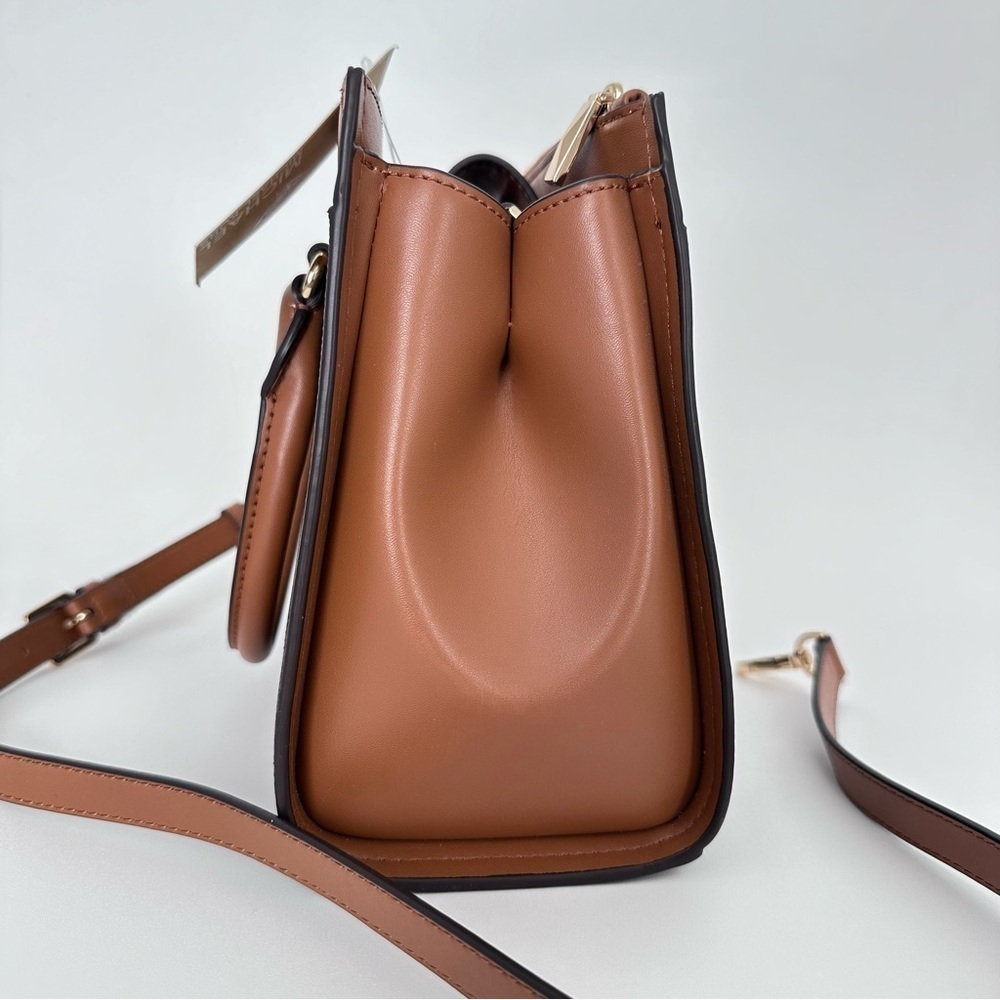 Michael Kors Everly Medium Satchel Crossbody Bag Brown Acorn Designer Purse - Picture 7 of 16